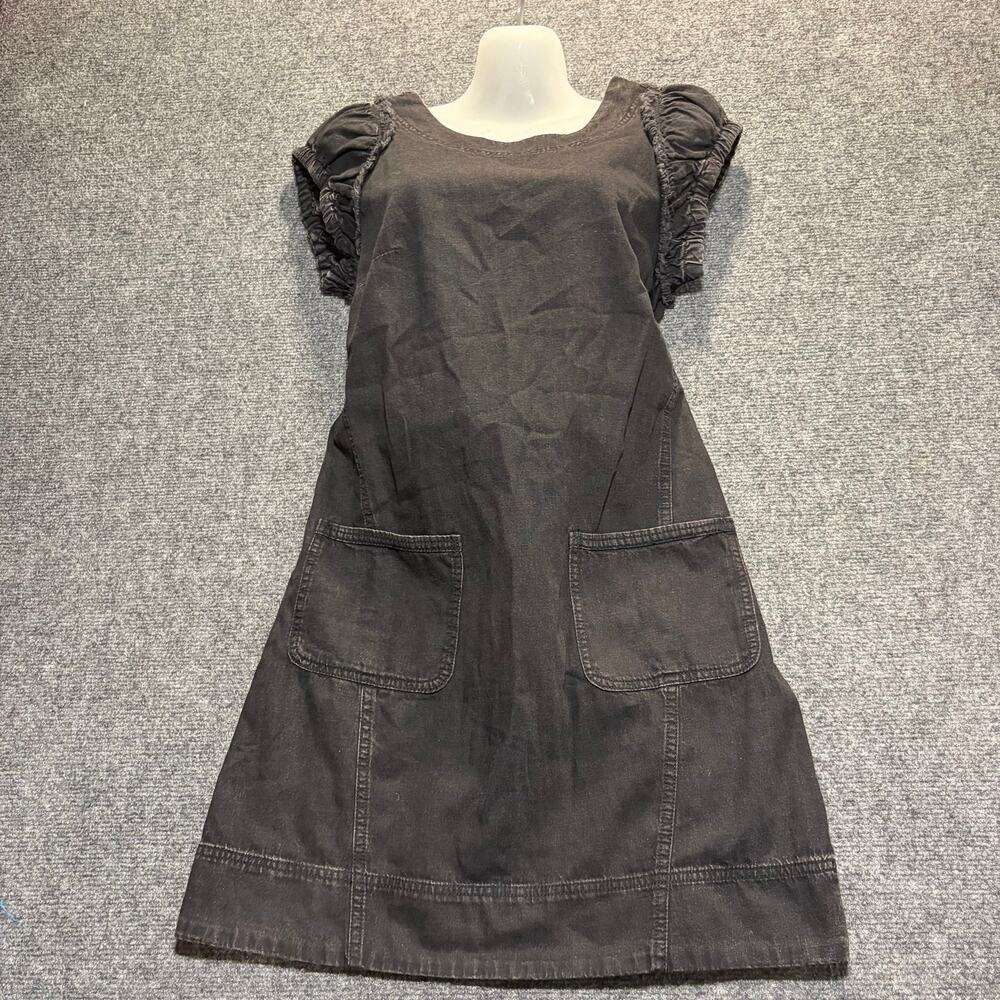 Pilcro Anthropologie Black Utility Pocket Denim Dress Size 2 Mini Shift Dress